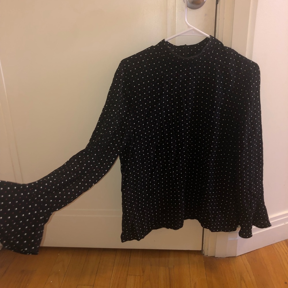 Zara Polka Dot Blouse with Flared Cuffs